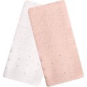 Ver imagem 1 de Kit 5 Toalha Lavabo Cristal Natalina 30x50cm Off White/veludo Rosa