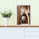 Ver imagem 1 de Quadro Divertido Banheiro Panda Tomando Banho 24x18cm - com Vidro:moldura Branca