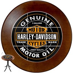Cj Mesa Madeira Azulejo 60cm - Bistrô Fixa 78cm + 4 Cadeiras 43 - Natural - Harley Davidson Genuine - 2