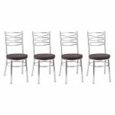 Ver imagem 1 de Kit 4 Cadeiras para Sala de Jantar CC34 Debrum Cinza/Cromado/Marrom