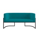 Ver imagem 5 de Kit 2 Poltronas + Sofá 2 Lugares Base de Metal Black Balaqui Cor:azul Turquesa