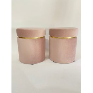 Kit 2 Puff Rosa Cinta Dourada