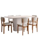 Ver imagem 2 de Mesa Retangular Tampo de Vidro Verbena 160cm Off White N01 com 6 Cadeiras Dara Linho Cru - Lyam Deco