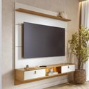 Ver imagem 1 de Painel para TV 60 pol com Bancada Suspensa 160cm Turquia C04 Off White Matte Freijó - Lyam Decor
