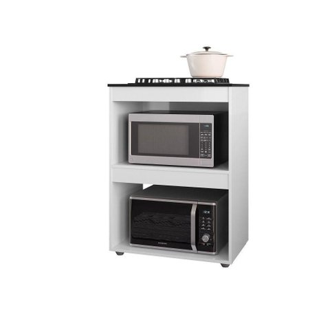Armário Cooktop Adriana sem Porta 1 Prateleira MDP 75cm Branco com Tampo AJL Móveis