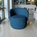 Ver imagem 7 de Poltrona Decorativa Beatriz Orgânica Bouclé Azul Marinho