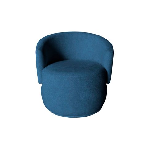 Poltrona Decorativa Beatriz Orgânica Bouclé Azul Marinho