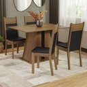 Ver imagem 1 de Conjunto Sala de Jantar Mesa Tampo de Madeira 4 Cadeiras Rustic/preto Angel Madesa