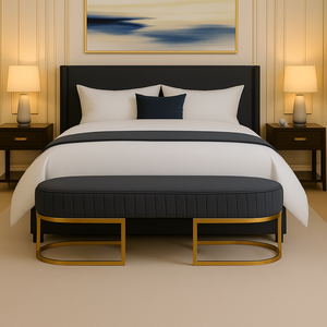 Recamier Glow 110cm Puff Moderno Premium Sala e Quarto:cinza