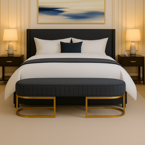 Recamier Glow 110cm Puff Moderno Premium Sala e Quarto:cinza
