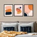 Ver imagem 1 de Kit 3 Quadros Modernos para Quarto ou Sala 45x34cm:madeira Preta