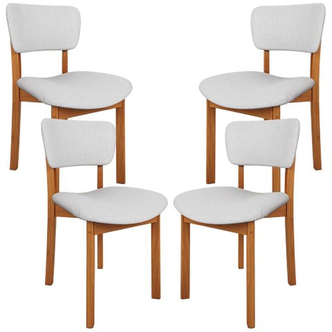 Kit 04 Cadeiras para Sala de Jantar Cozinha Living Estofada Dara L02 Linho Cinza - Lyam Decor