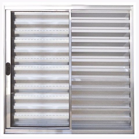 Janela de Alumínio Brilhante Veneziana de Correr 3 Folhas Sem Grade CMC Modular - 1.20(L)X1.20(A)