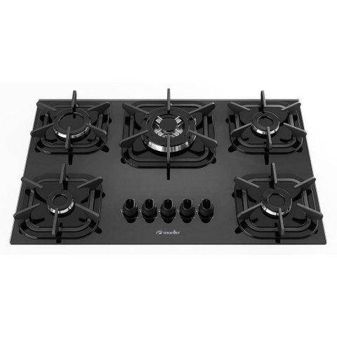 Cooktop 5 Bocas a Gás Mueller G4 Tripla Chama Preto Bivolt
