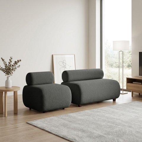 Sofá Namoradeira e Poltrona Decorativa para Sala Nara Bouclê D03 - D'Rossi