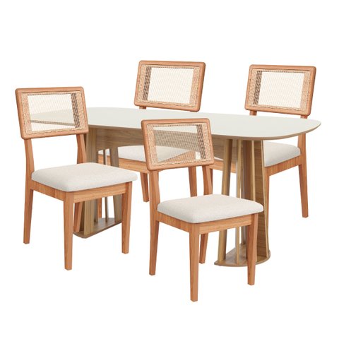 Conjunto de Jantar Mesa 4 Cadeiras Mdf