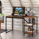 Ver imagem 1 de Mesa de Escritório Industrial Slim com 2 Prateleiras