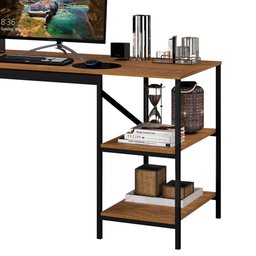 Mesa de Escritório Industrial Slim com 2 Prateleiras - 3 Mesa de Escritório Industrial Slim com 2 Prateleiras - 3