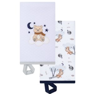 Kit 2 Babinhas Paninho de Boca Menino Lunar Azul Marinho-hug:branco