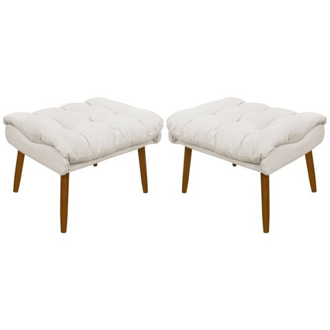 Kit 2 Puff Decorativo para Sala Quarto Penteadeira Sufler Linho Pés Palito