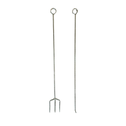 Kit 6 Espetos de Churrasco + Espalha Brasa + Garfo e Suporte - 2