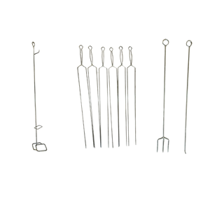 Kit 6 Espetos de Churrasco + Espalha Brasa + Garfo e Suporte