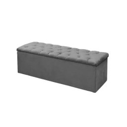 Kit Cabeceira e Calçadeira Baú Mirage King 195cm Renascer Decor:Cinza - 3
