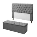 Ver imagem 1 de Kit Cabeceira e Calçadeira Baú Mirage King 195cm Renascer Decor:Cinza