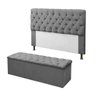 Kit Cabeceira e Calçadeira Baú Mirage King 195cm Renascer Decor:Cinza - 1