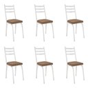 Ver imagem 1 de Kit 6 Cadeiras de Cozinha Luisiana Estampado Rattan Bege Pés de Ferro Branco - Pallazio