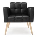 Ver imagem 2 de Kit 2 Poltronas Elisa Corano Preto Pés Palito Natural - D'Rossi