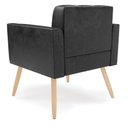 Ver imagem 5 de Kit 2 Poltronas Elisa Corano Preto Pés Palito Natural - D'Rossi