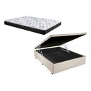 Ver imagem 1 de Cama Box Baú Casal Conforto Suede Bege + Colchão Casal Conforto Espuma D23 com Eps 17x138x188