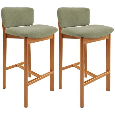 Kit 02 Banquetas Alta para Cozinha Sala de Jantar Bar Dara L02 Bouclê Oliva - Lyam Decor