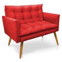 Ver mais imagens de Kit 2 Poltronas e Namoradeira 2 Lugares Olivia Suede Pés Palito Castanho - Pallazio - Vermelho