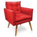 Ver imagem 4 de Kit 2 Poltronas e Namoradeira 2 Lugares Olivia Suede Pés Palito Castanho - Pallazio - Vermelho