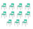 Ver imagem 1 de Kit 11 Cadeiras Infantil Iso, Escola, Base Cinza-verde Água