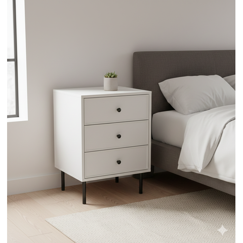 Mesa de Cabeceira 3 Gavetas Lux Elegance