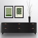 Ver imagem 1 de Kit 2 Quadros Gravuras Artes Bauhaus Verdes 24x18cm - com Vidro:moldura Branca
