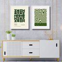 Ver imagem 2 de Kit 2 Quadros Gravuras Artes Bauhaus Verdes 24x18cm - com Vidro:moldura Branca