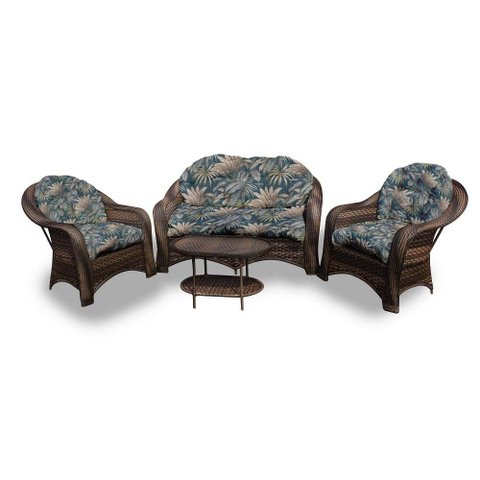 Conjunto de Sofás Fibra Sintética Roma - 1 Sofá 2L + 2 Poltronas + 1 Mesa Centro - Tecido Palmares P