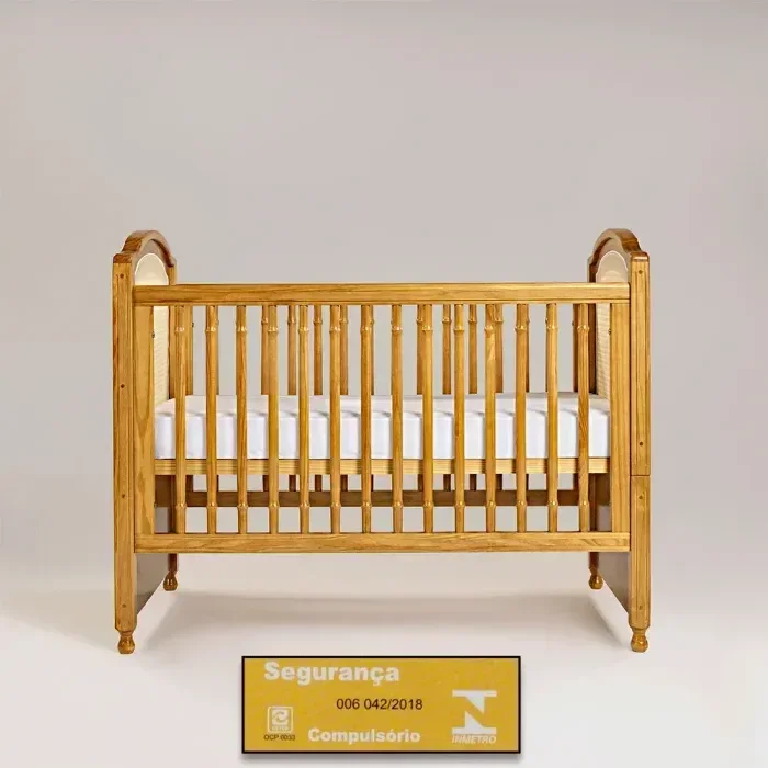 Berço Feliz com Tela Trançada | Americano 2 em 1 | Mel com Palha Mel | Madeira Maciça:com/madeira-na - 4