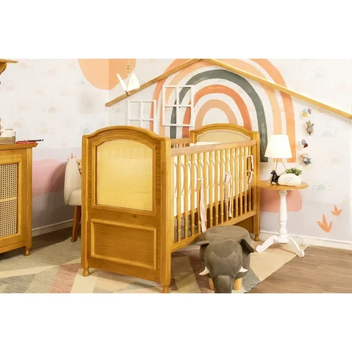 Berço Feliz com Tela Trançada | Americano 2 em 1 | Mel com Palha Mel | Madeira Maciça:com/madeira-na - 2