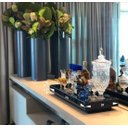 Ver imagem 2 de Bandeja Preta Vidro Decoração Luxo 50x30