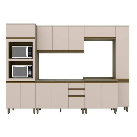 Cozinha 7 Peças (2 Armários + 2 Paneleiros + 2 Balcões + 1 Complemento) C6p20 Duna-cristal