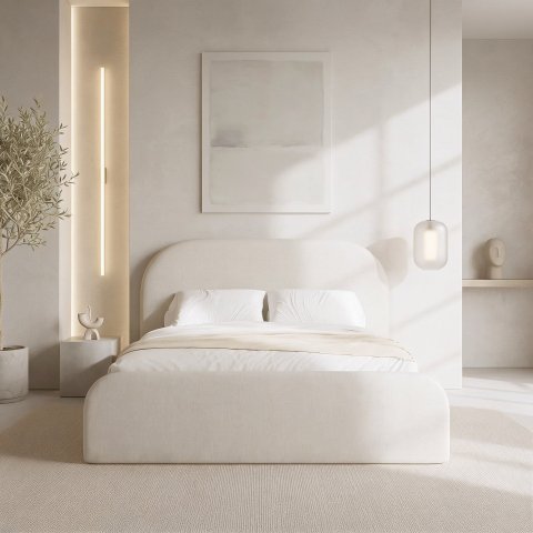Cama Palazzo Cabeceira Curvada Design Premium Alto Padrão:Linho Off White