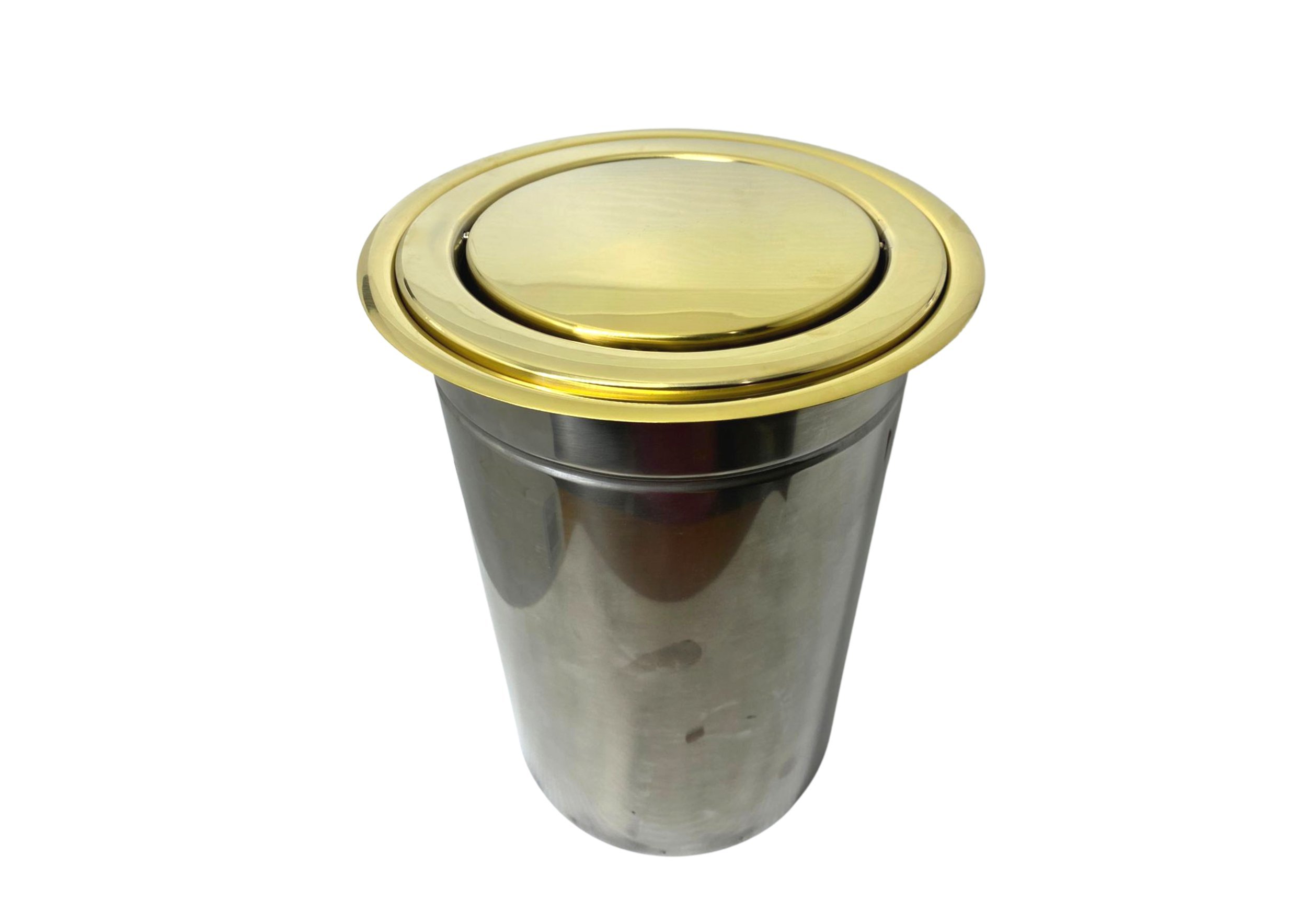 Lixeira Dourada em Aço Inox para Embutir Basculante 6L Fineza - 1