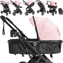 Ver imagem 3 de Carrinho Kiddo para Gemeos 2 Bebe Conforto Colinho Vox Ii Rosa