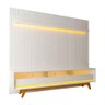 Rack Com Painel 2,30m para TVs Até 85 Polegadas Com Led e Pés - Nobre Ripado Requinte - Branco Diama - 2