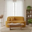 Ver imagem 1 de Sofá Minimalista Orgânico 2 Lugares Sala Bouclé:bouclé Mostarda